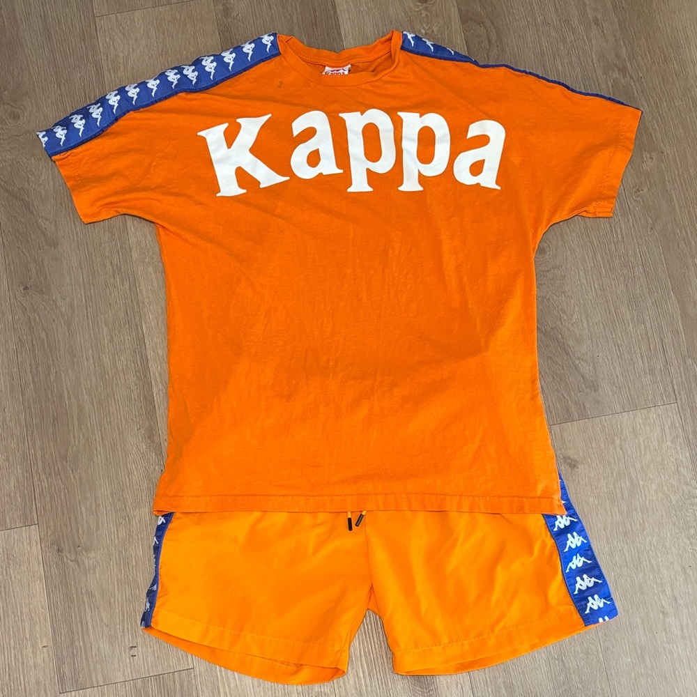 Kappa Men’s Two Piece Vibrant Orange Tee and Swim Shorts Set Size XL